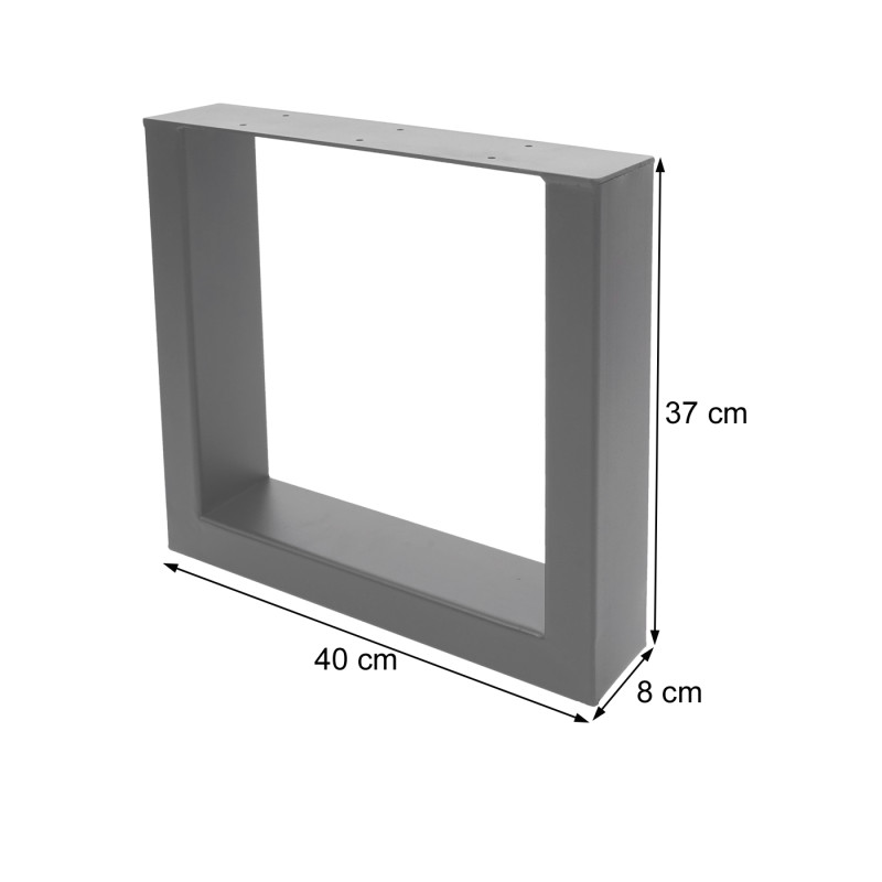 2x pied de table pour table basse, Industriel 37x40cm - aspect acier inoxydable