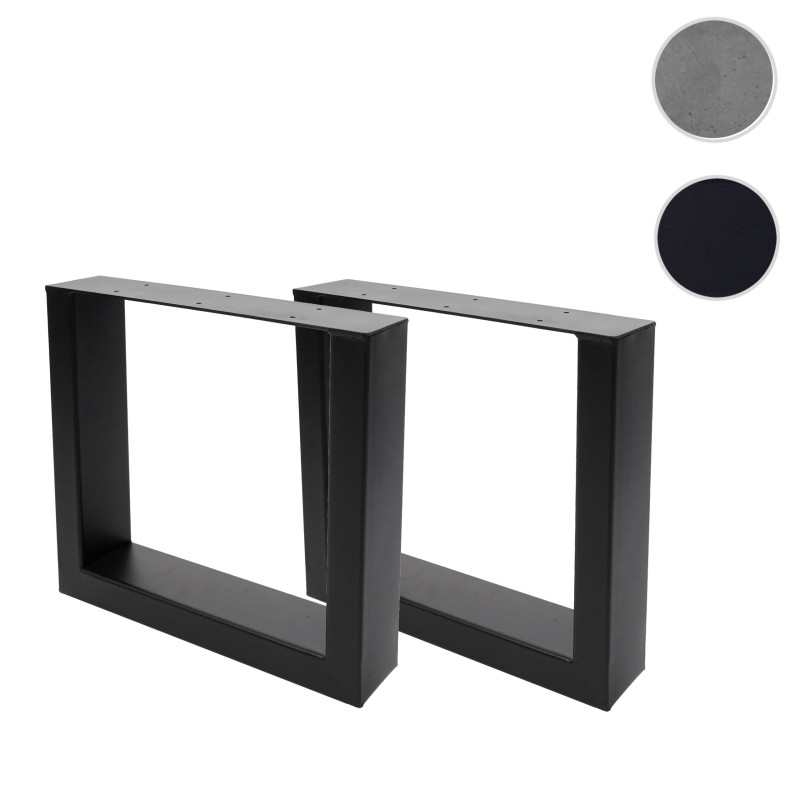 2x pied de table pour table basse, banc, cadre de table, industriel 37x40cm - noir