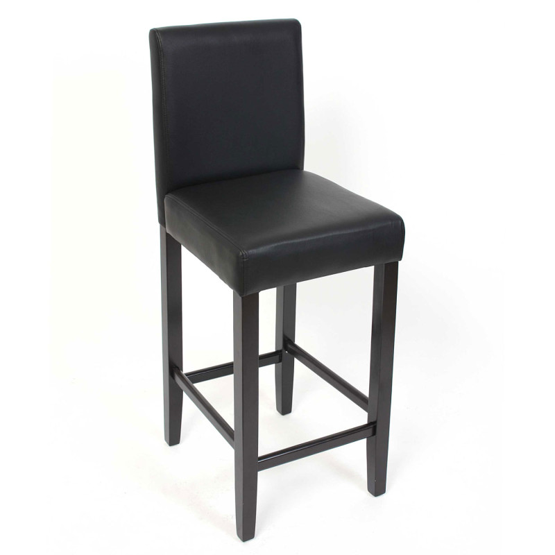 2x tabouret de bar chaise de bar M37 cuir synthétique - noir, pieds foncés