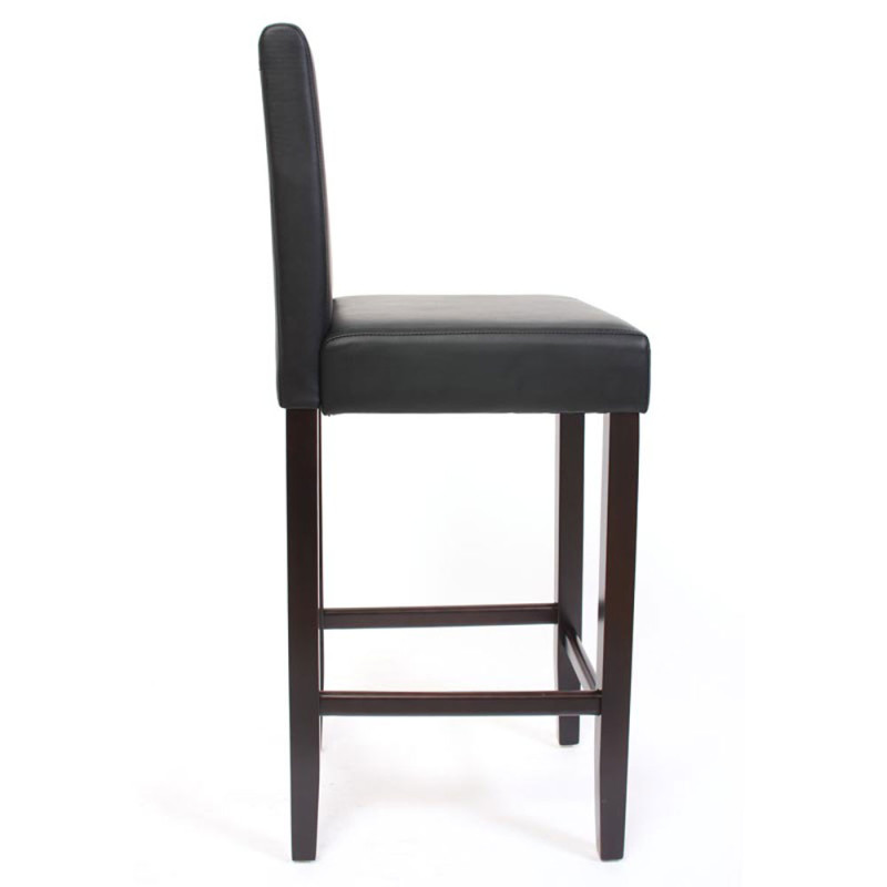 2x tabouret de bar chaise de bar M37 cuir synthétique - noir, pieds foncés