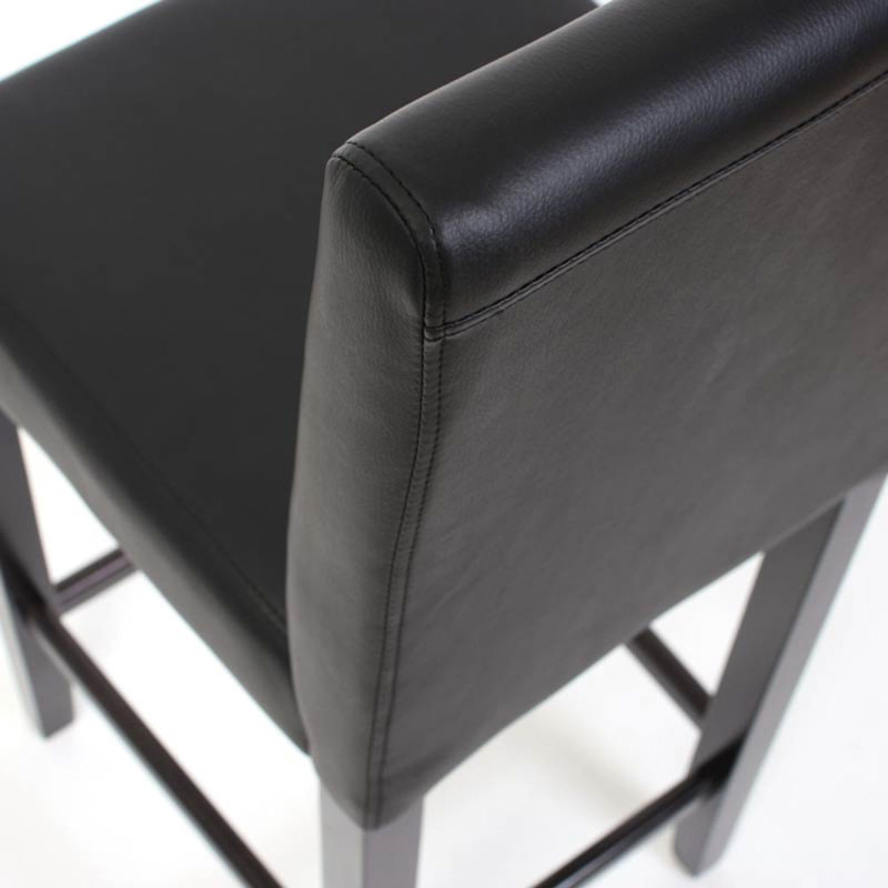 2x tabouret de bar chaise de bar M37 cuir synthétique - noir, pieds foncés