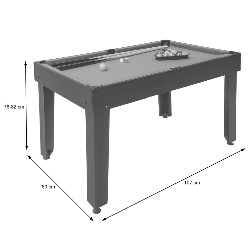 Table de baby-foot 7 jeux en 1 table de jeu, multijoueur, MDF 82x107x60cm - gris anthracite