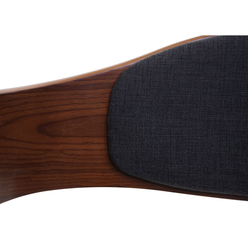 Chaise de bureau réglable en hauteur, bois courbé - aspect noyer, tissu gris foncé