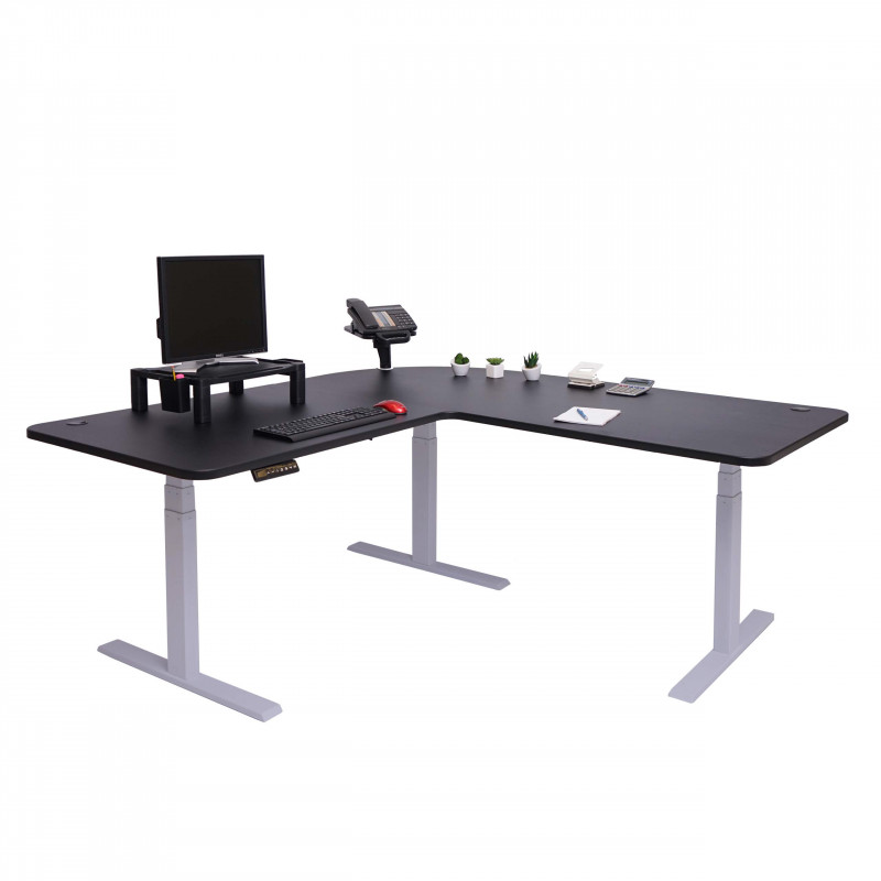 Bureau président, réglable en hauteur électriquement, noir et gris