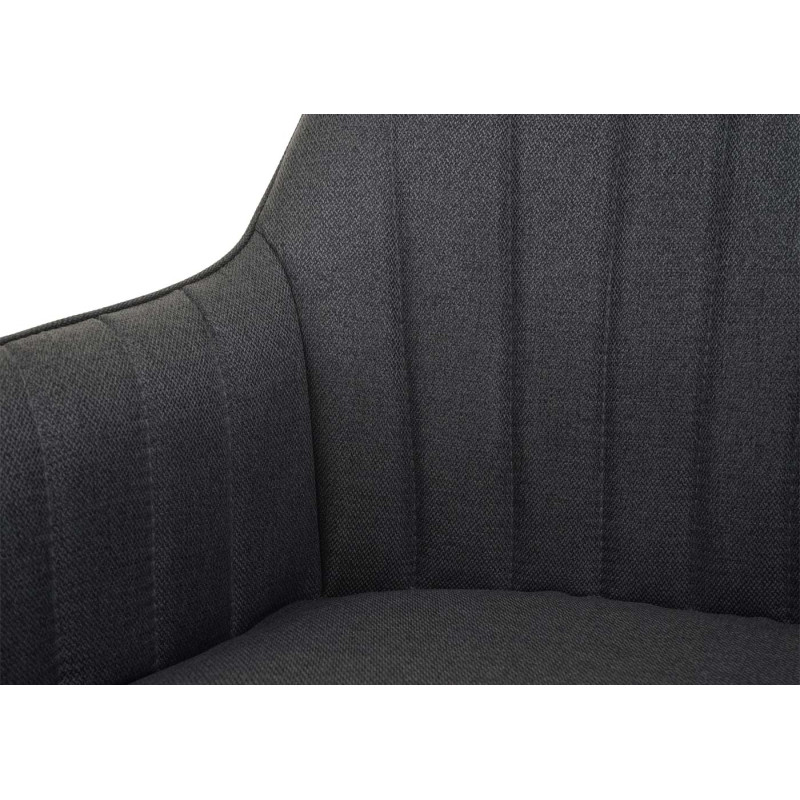 6x chaise de salle à manger chaise à accoudoirs, rétro acier tissu/textile - gris foncé