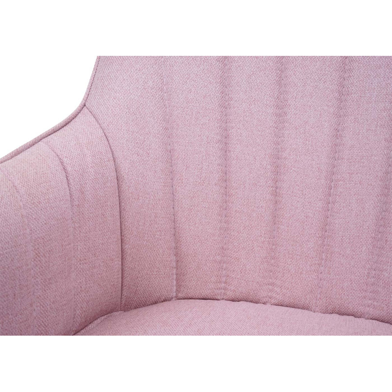 Lot de 6 chaises de salle à manger  chaise à accoudoirs, rétro acier tissu/textile - rose