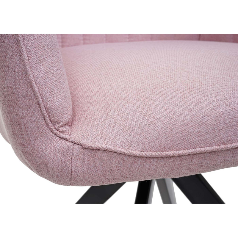 Lot de 6 chaises de salle à manger  chaise à accoudoirs, rétro acier tissu/textile - rose