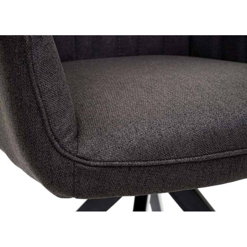 Chaise de salle à manger fauteuil,avec accoudoirs, acier rétro, tissu - gris-marron