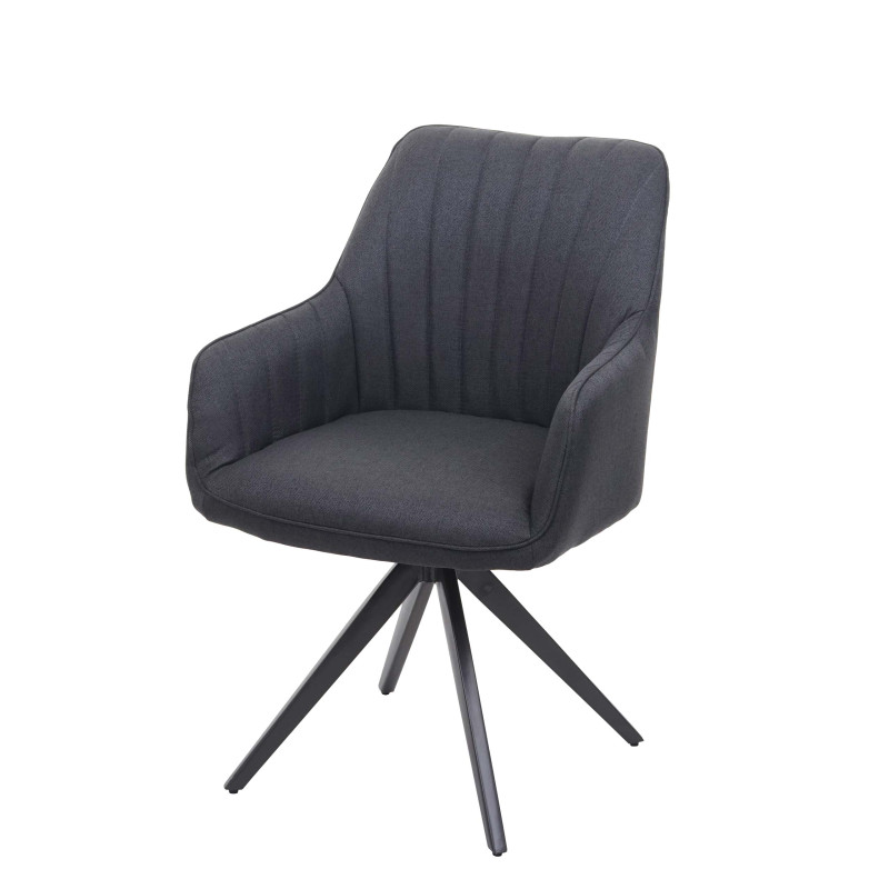 Chaise de salle à manger fauteuil, , avec accoudoirs,acier rétro, tissu - gris foncé