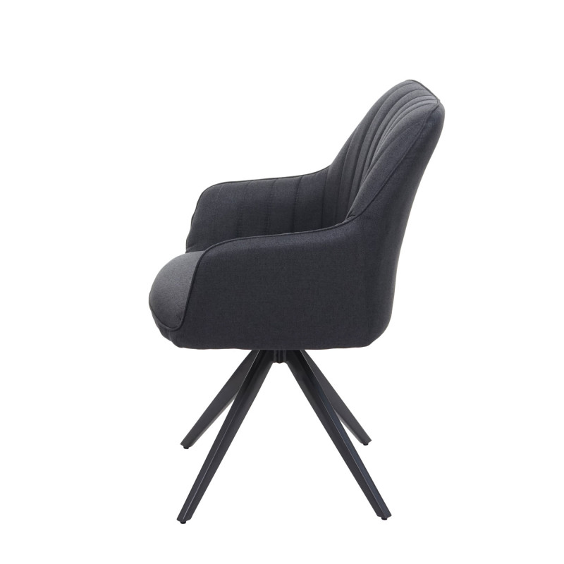 Chaise de salle à manger fauteuil, , avec accoudoirs,acier rétro, tissu - gris foncé