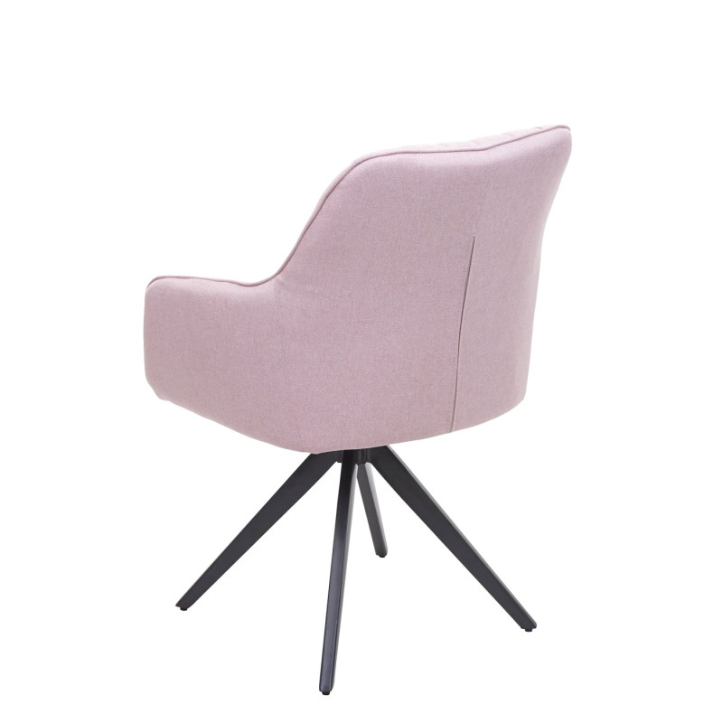 Chaise de salle à manger fauteuil, , avec accoudoirs, acier rétro, tissu - rosé