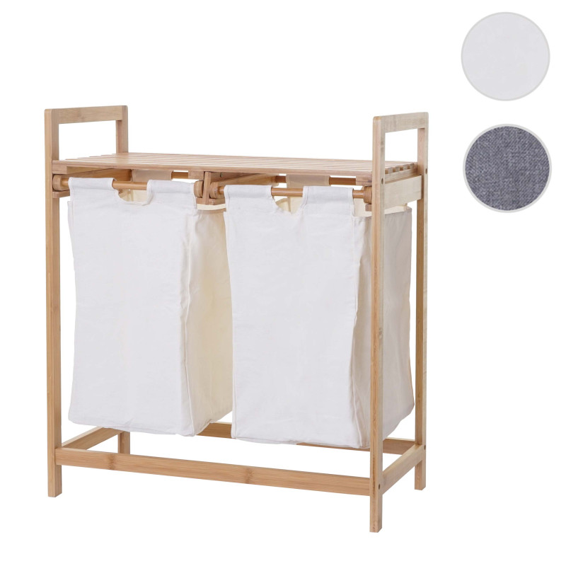 Collecteur de linge Trieur de linge, Panier, bambou 2 compartiments 74x64x33cm, 70l - gris foncé