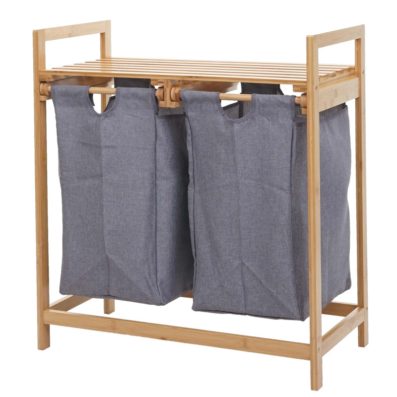 Collecteur de linge Trieur de linge, Panier, bambou 2 compartiments 74x64x33cm, 70l - gris foncé