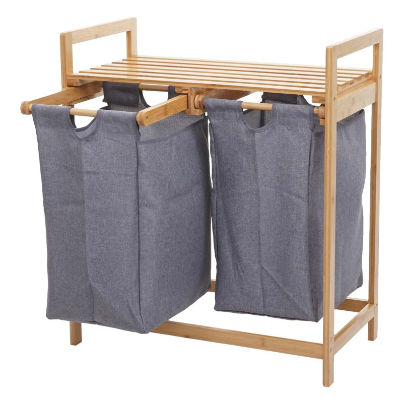 Collecteur de linge Trieur de linge, Panier, bambou 2 compartiments 74x64x33cm, 70l - gris foncé