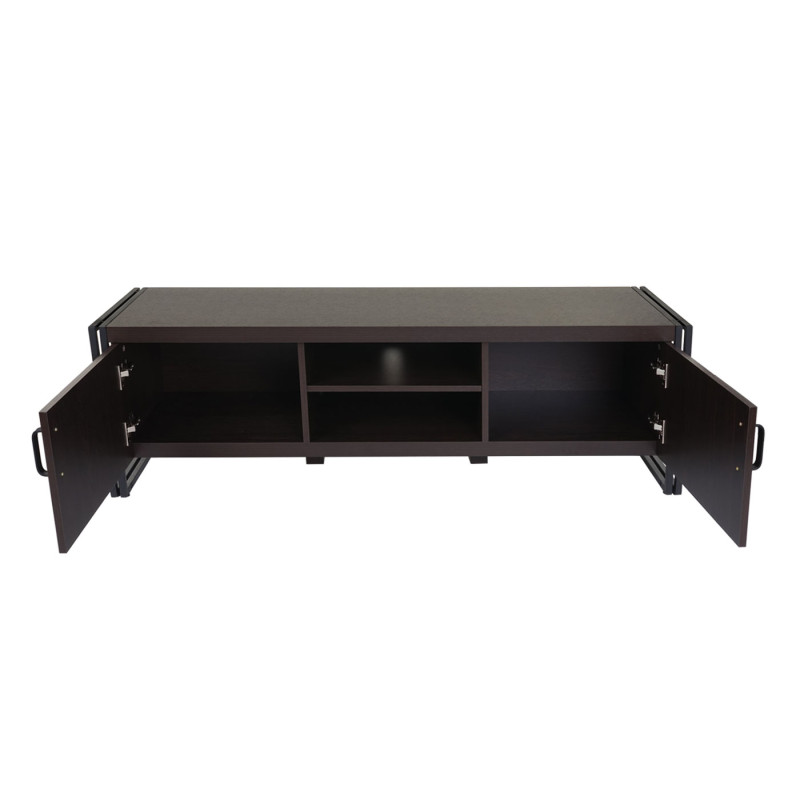 Meuble TV table basse TV, compartiment de rangement structure 3D métal 45x140x40cm - marron foncé