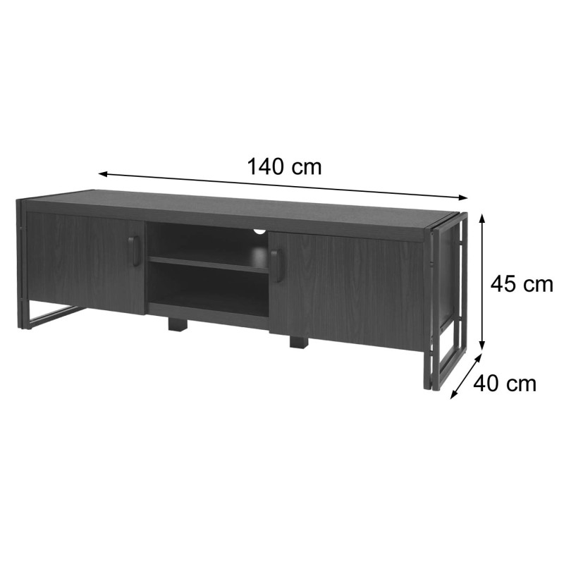 Meuble TV table basse TV, compartiment de rangement structure 3D métal 45x140x40cm - marron foncé