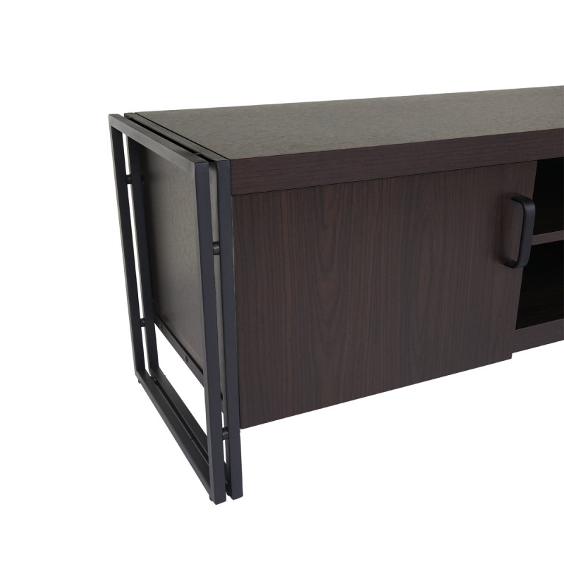 Meuble TV table basse TV, compartiment de rangement structure 3D métal 45x140x40cm - marron foncé