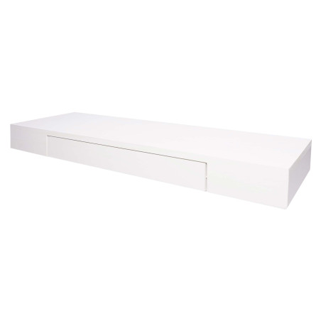 Étagère murale étagère suspendue, tiroir, en bois massif 8x80x25cm - blanc