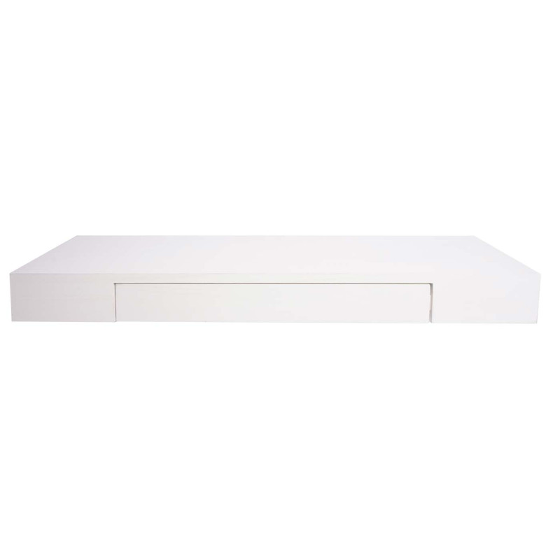 Étagère murale étagère suspendue, tiroir, en bois massif 8x80x25cm - blanc