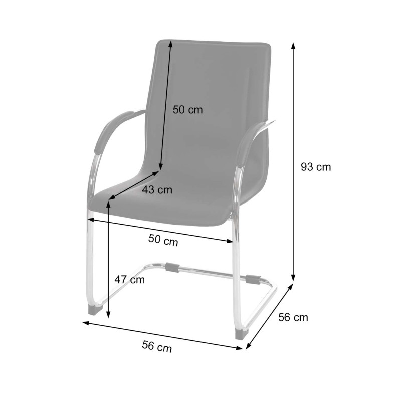 6x chaise de salle à manger Samara,  à piétement luge chaise, acier - rouge