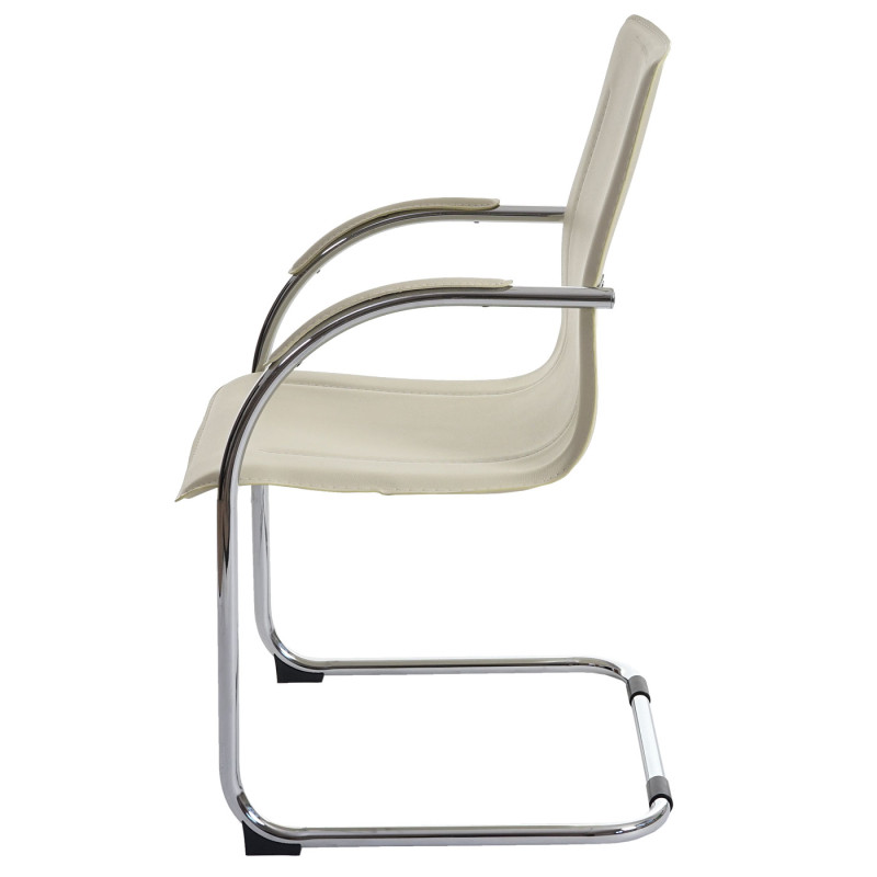 6x Chaise de salle à manger Samara, chaise cantilever avec dossier, PVC acier - crème-beige