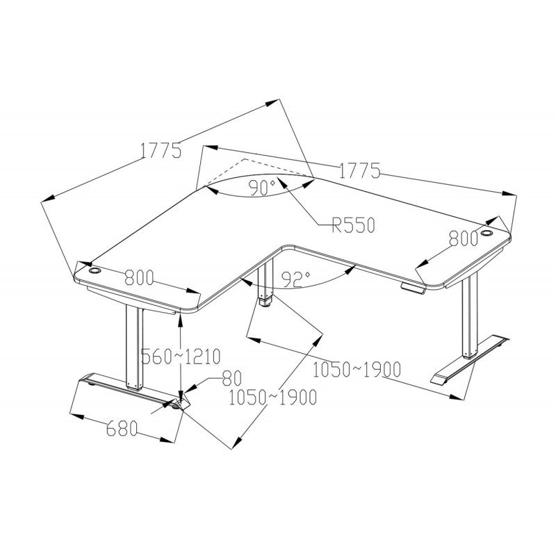 Bureau d'ordinateur dina gris
