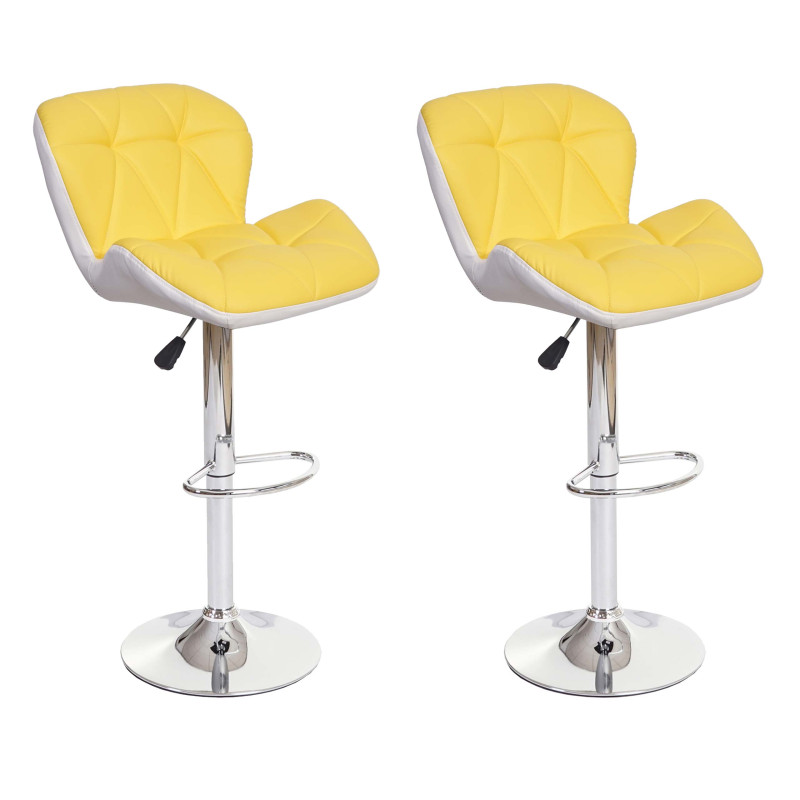 2x Tabouret de bar tabouret pour comptoir, réglable en hauteur, similicuir - jaune