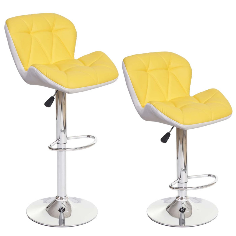 2x Tabouret de bar tabouret pour comptoir, réglable en hauteur, similicuir - jaune