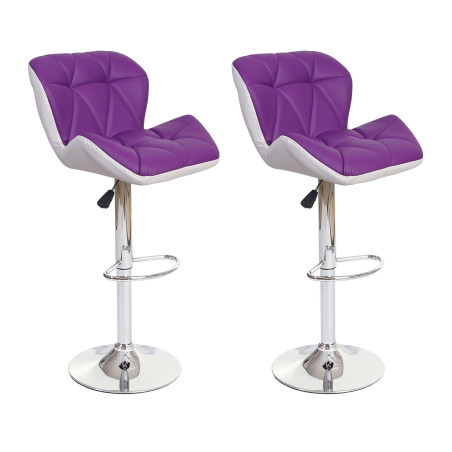 2x Tabouret de bar tabouret pour comptoir, réglable en hauteur, similicuir - violet