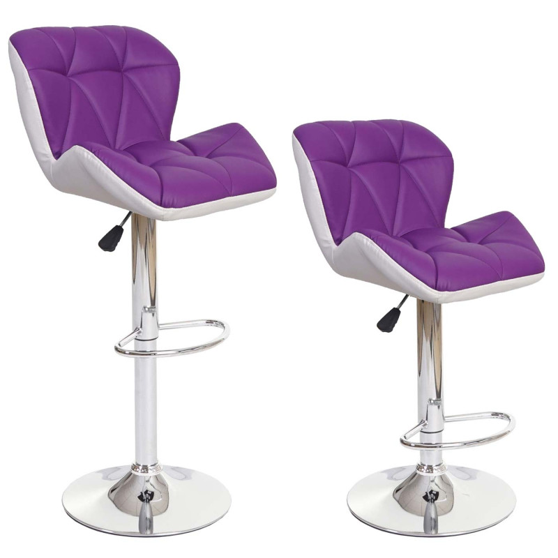 2x Tabouret de bar tabouret pour comptoir, réglable en hauteur, similicuir - violet