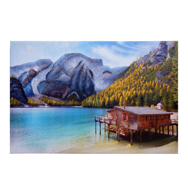 Peinture murale paysage peinture sur toile, peinture sur sable XL peinte à la main - 120x80cm