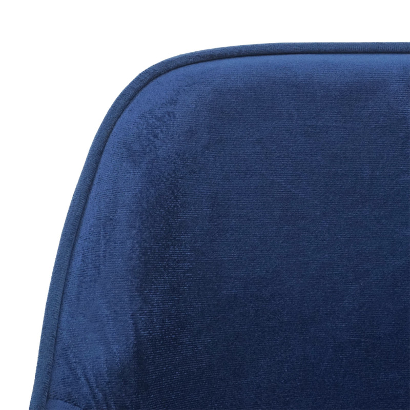 Chaise de salle à manger fauteuil, pivotant, réglable en hauteur - velours bleu, pied noir