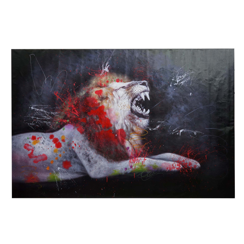 Peinture à l'huile lion peinture sur toile XL, peinte à la main - 180x120cm