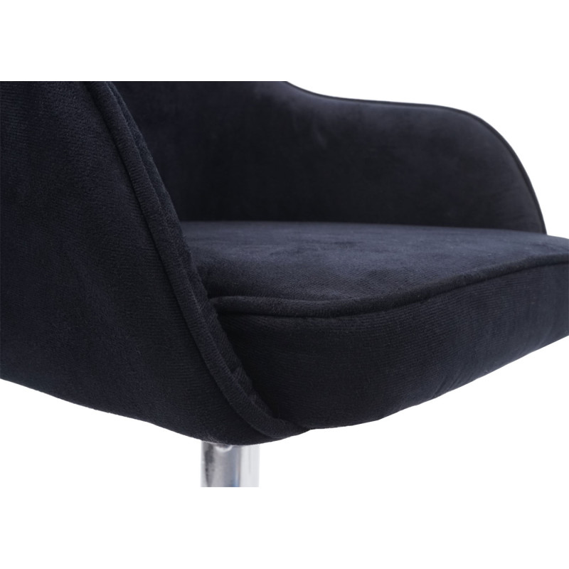 Chaise de salle à manger fauteuil,pivotant, réglable en hauteur - velours noir, pied chromé