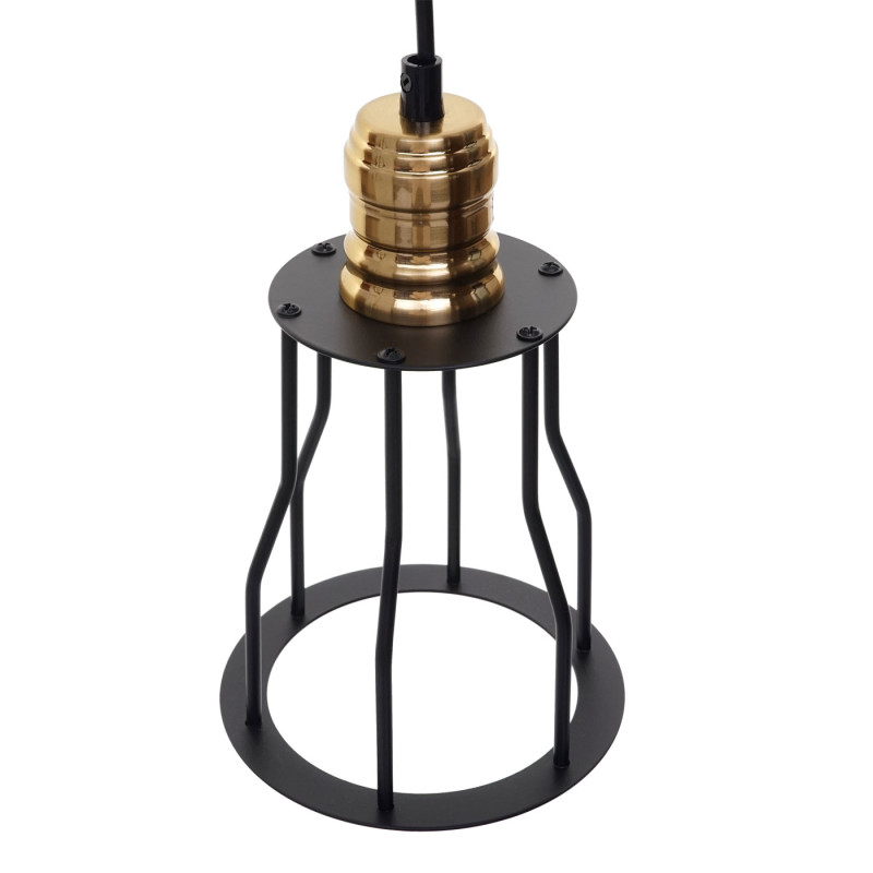 Suspension lampe suspendue, métal industriel réglable en hauteur, noir - 9x abat-jours cage