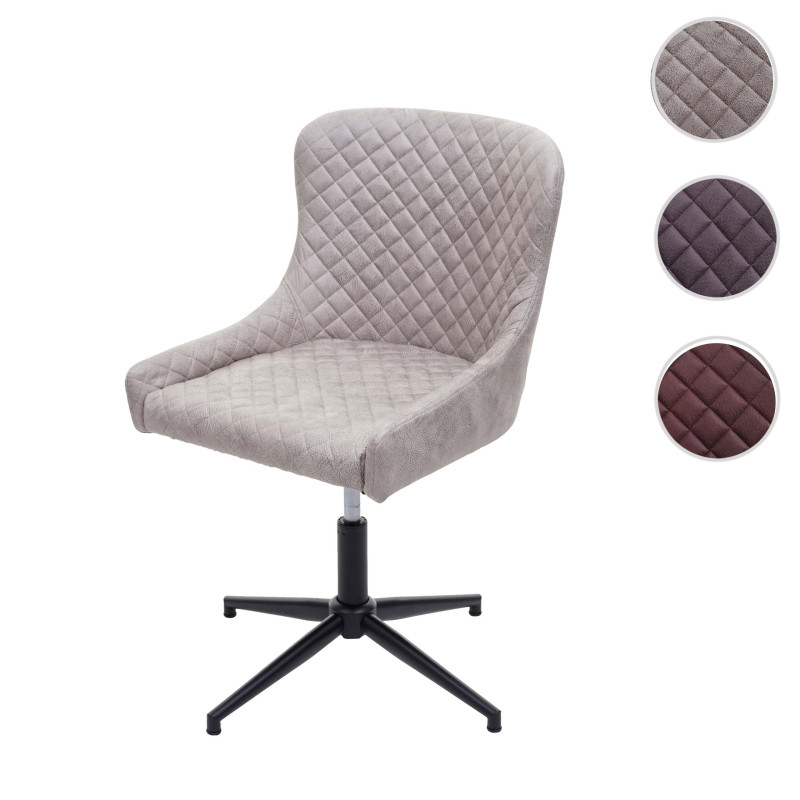 Chaise de salle à manger réglable en hauteur, pivotante, métal vintage - tissu-textile marron