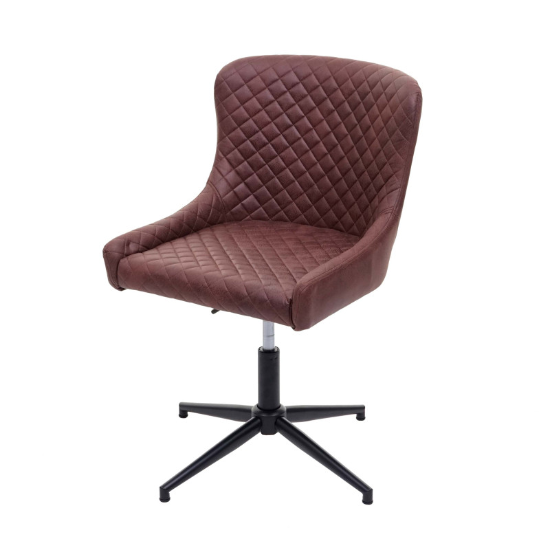 Chaise de bureau réglable en hauteur, pivotante, métal vintage - tissu / textile marron