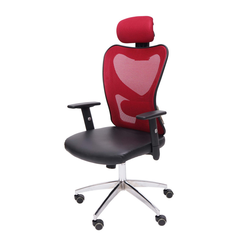 Chaise de bureau professionnelle Atlanta, chaise de direction, pivotante, similicuir - rouge