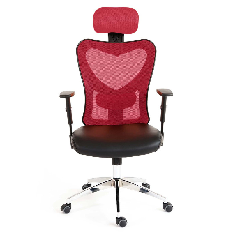 Chaise de bureau professionnelle Atlanta, chaise de direction, pivotante, similicuir - rouge