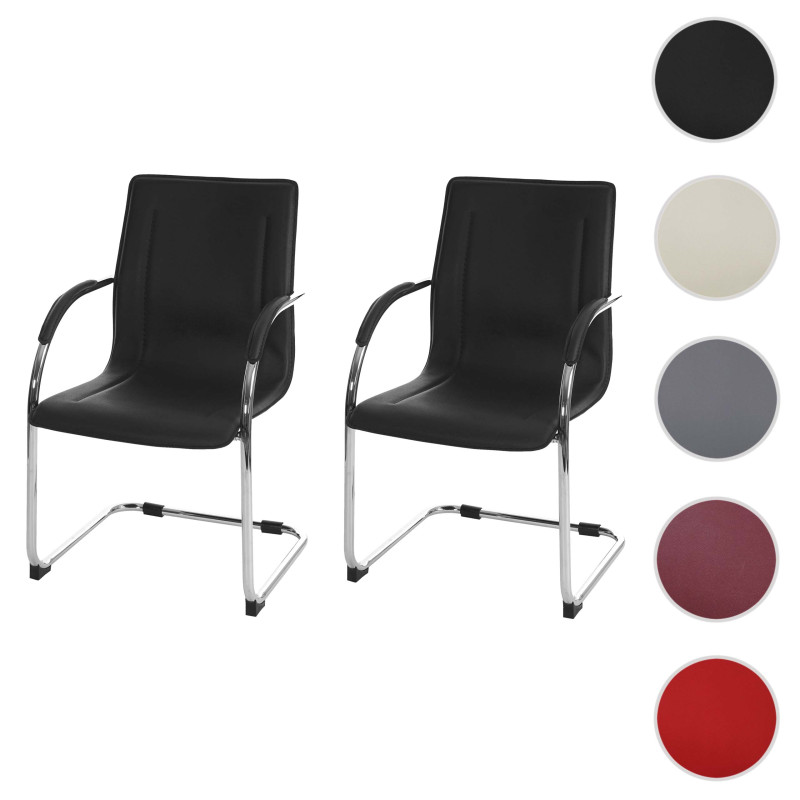 2x Chaise de salle à manger Samara, chaise cantilever,  avec dossier, PVC acier - rouge