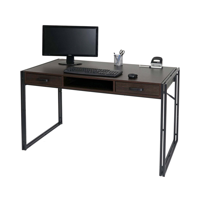 Bureau bureau informatique, 122x70cm 3D-structure - brun foncé