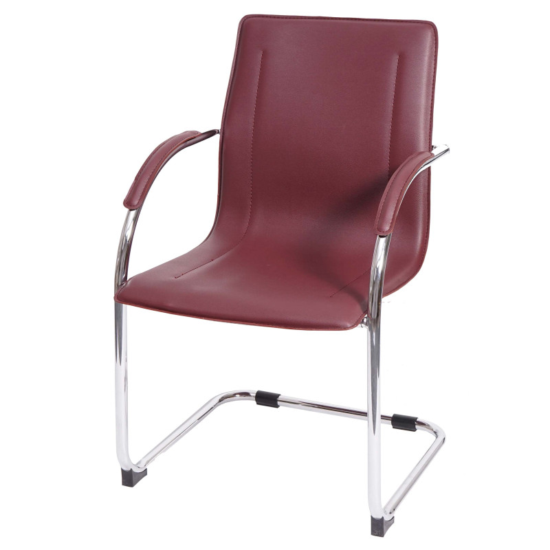 Chaise de conférence Samara, chaise cantilever, PVC - bordeaux