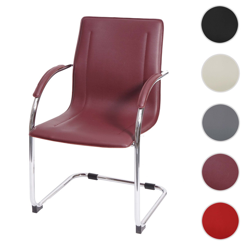 Chaise de conférence Samara, chaise cantilever, PVC - bordeaux