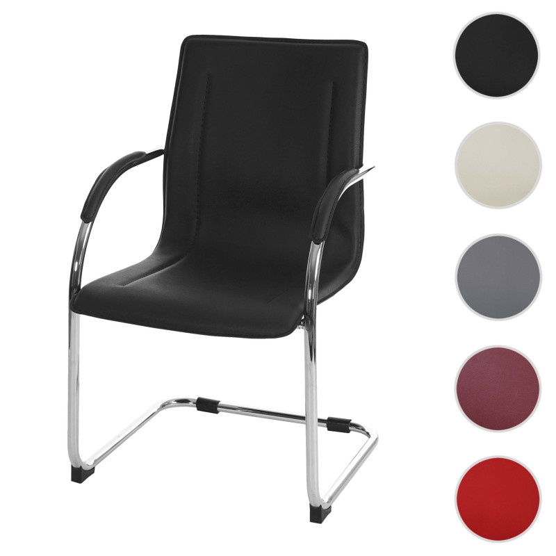 Chaise de salle à manger Samara, chaise cantilever,  avec dossier, PVC acier - rouge