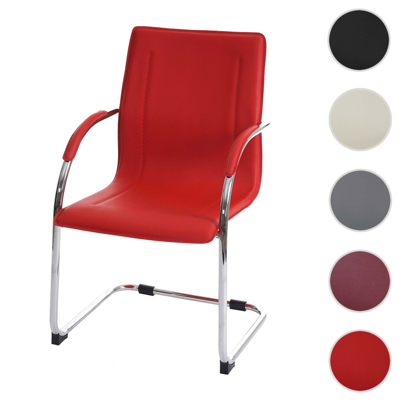 Chaise de conférence Samara, chaise cantilever, PVC - rouge