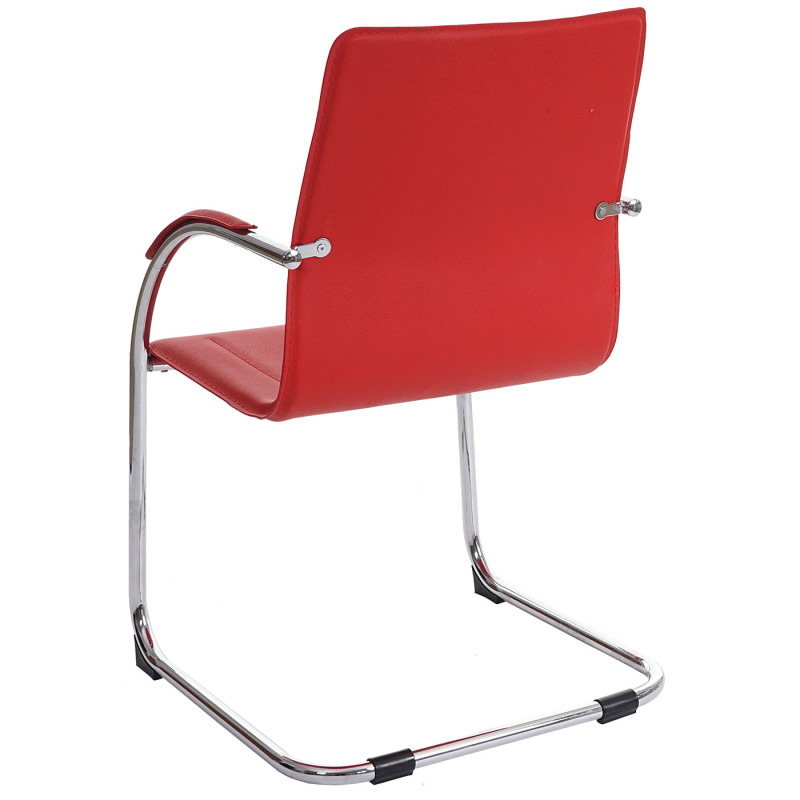 Chaise de salle à manger Samara, chaise cantilever,  avec dossier, PVC acier - rouge