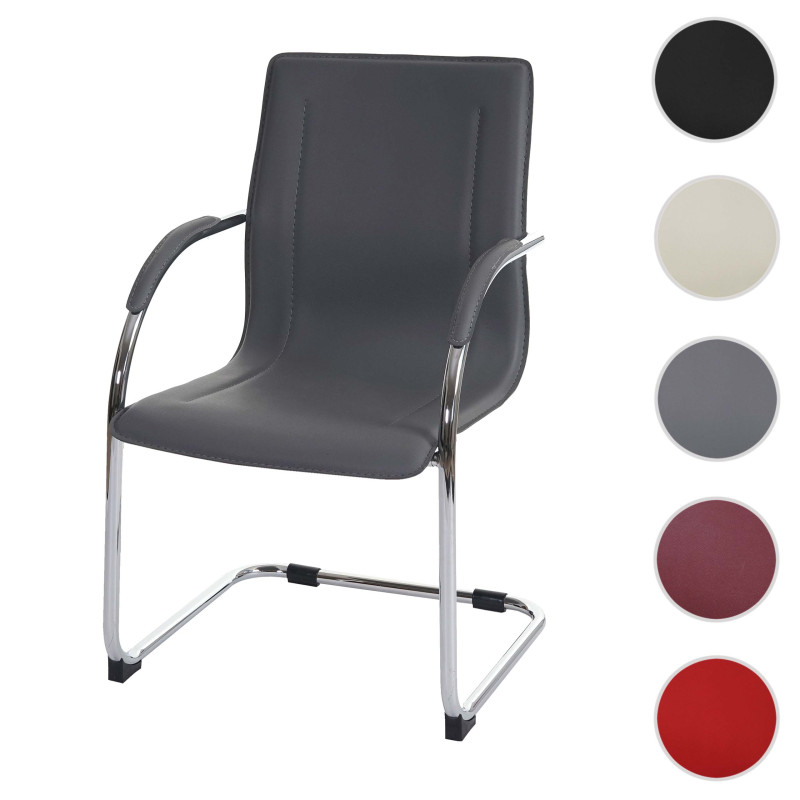 Chaise de conférence Samara, chaise cantilever, PVC - gris