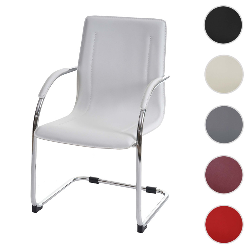 Chaise de conférence Samara, chaise cantilever, PVC - blanc