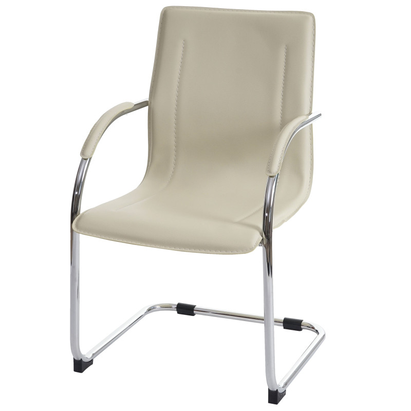 Chaise de conférence Samara, chaise cantilever, PVC - crème