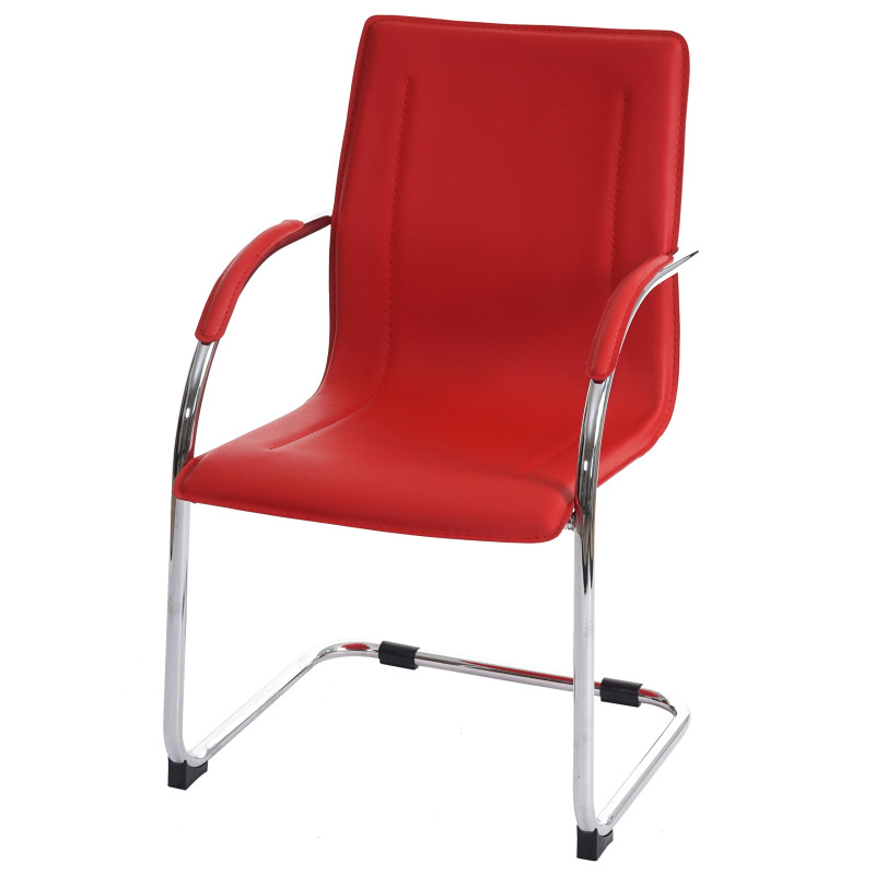 Chaise de conférence Samara, chaise cantilever, PVC - rouge